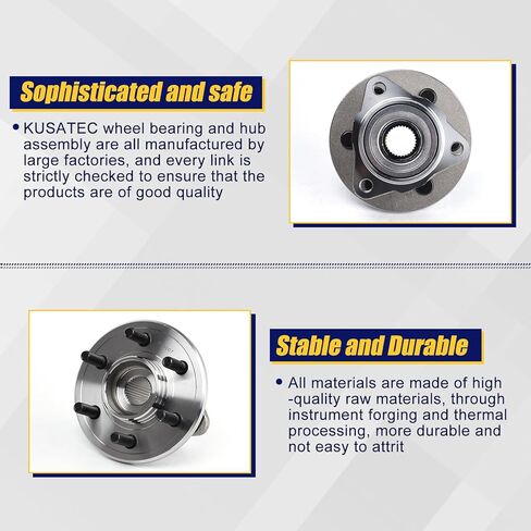 KUSATEC 515007 2pcs Front Wheel Bearing and Hub Assembly Compatible with 1997-2004 Dodge Dakota, 1998-2003 Durango, 6 Lug Bolts without ABS in Saudi Arabia