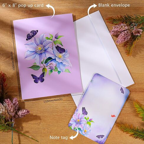 بطاقة التعاطف المنبثقة - بطاقة تعزية فراشات ثلاثية الأبعاد، مع أعمق التعاطف، آسف لفقدانك لفقدان أحد أفراد أسرتك، هدية أنيقة للتفكير فيك، 6 × 8 بوصة، تتضمن مظروفًا in Kuwait