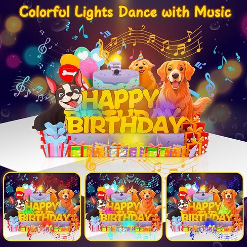 Dog Birthday Cards Pop Up 3D Cake - Music & Blow Out Candle Light, Dog Lover Greeting Card, Funny Cute Puppy Birthday Card Gifts for Men, Women, Boys, Girls, Dad, Mom, Friends, Husband, Wife in Kuwait