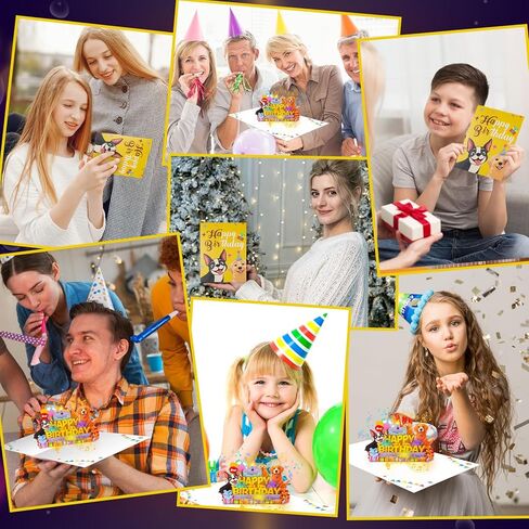 Dog Birthday Cards Pop Up 3D Cake - Music & Blow Out Candle Light, Dog Lover Greeting Card, Funny Cute Puppy Birthday Card Gifts for Men, Women, Boys, Girls, Dad, Mom, Friends, Husband, Wife in Kuwait