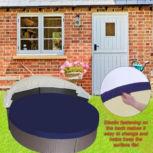 Round Outdoor Daybed Cushion Cover Replacement, Anti-UV Water-Resistant Patio Sunbed Cover with Elastic Band, Spliced Design for Sun Bed Accessories (Cover Only) (Dark Gray, 66" * 66") in Saudi Arabia