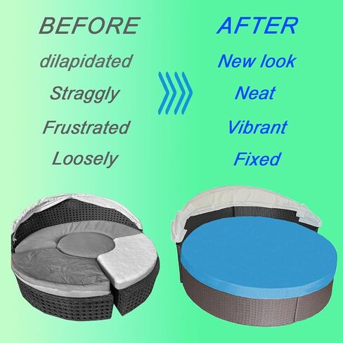 Round Outdoor Daybed Cushion Cover Replacement, Anti-UV Water-Resistant Patio Sunbed Cover with Elastic Band, Spliced Design for Sun Bed Accessories (Cover Only) (Dark Gray, 66" * 66") in Saudi Arabia