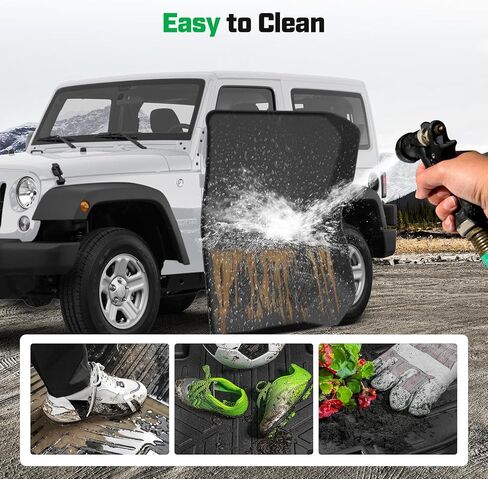 Cartist Floor Mats for Jeep Wrangler 2007-2018 JK 2-Door & JKU 4-Door, All Weather Front Row Floor Liners for Wrangler Accessories, Heavy Duty TPE Car Mats, Car Accessories in Saudi Arabia