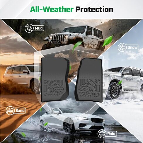 Cartist Floor Mats for Jeep Wrangler 2007-2018 JK 2-Door & JKU 4-Door, All Weather Front Row Floor Liners for Wrangler Accessories, Heavy Duty TPE Car Mats, Car Accessories in Saudi Arabia