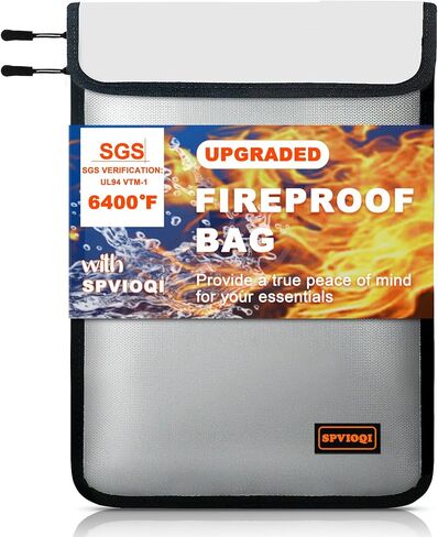 حقيبة مستندات مقاومة للحريق بدرجة حرارة 6400 درجة فهرنهايت، حقيبة نقود مطورة مقاومة للحريق للنقود. سحاب/شريط عاكس، حقيبة مزدوجة، 18 طبقة من المواد العازلة للحرارة، مظروف مقاوم للحريق مقاوم للماء للمستندات in Kuwait
