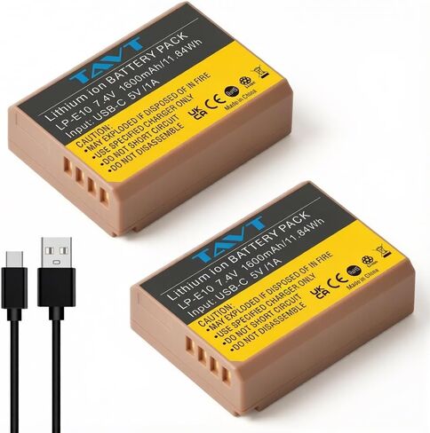 2-Pack LP-E10 Battery with Dual USB Charger with Smart LED Display for Canon Kiss X50, Kiss X70, EOS Rebel T3, T5, T6, T7, T100, EOS 1100D, 1200D,1300D, 1500D, 2000D Digital Camera in Kuwait