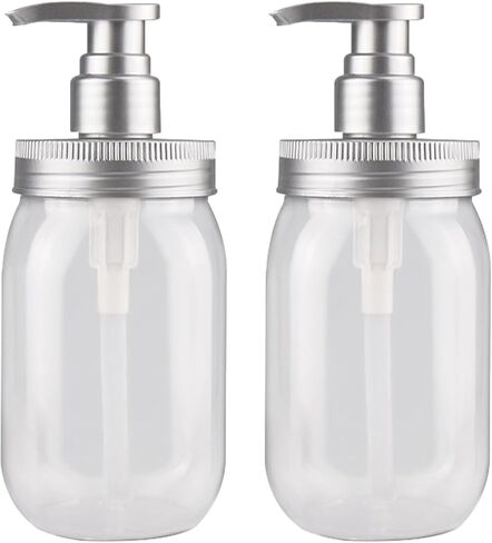 موزع صابون من كيولي 16oz، عبوتان من موزع زجاجات مضخة بلاستيكية، حاوية واسعة الفم قابلة لإعادة الملء على طراز الحمام/المطبخ للشامبو والبلسم وغسول الجسم واللوشن وصابون اليد وصابون الأطباق in Kuwait