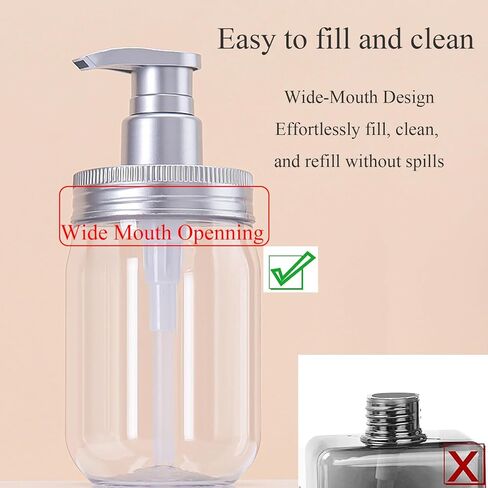 موزع صابون من كيولي 16oz، عبوتان من موزع زجاجات مضخة بلاستيكية، حاوية واسعة الفم قابلة لإعادة الملء على طراز الحمام/المطبخ للشامبو والبلسم وغسول الجسم واللوشن وصابون اليد وصابون الأطباق in Kuwait