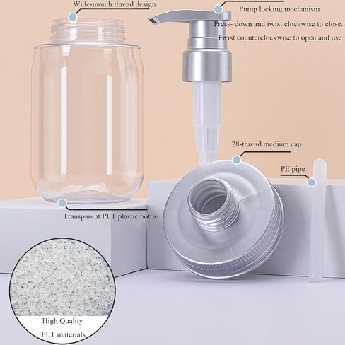 موزع صابون من كيولي 16oz، عبوتان من موزع زجاجات مضخة بلاستيكية، حاوية واسعة الفم قابلة لإعادة الملء على طراز الحمام/المطبخ للشامبو والبلسم وغسول الجسم واللوشن وصابون اليد وصابون الأطباق in Kuwait