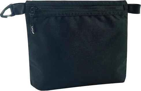 YUMQUA Water-Resistant Zipper Pouch with Carabiner Clip, Small Nylon Multipurpose Travel Digital Cosmetics Toiletry Bag Tool Storage Pouch, Black in Kuwait