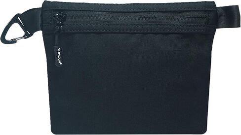 YUMQUA Water-Resistant Zipper Pouch with Carabiner Clip, Small Nylon Multipurpose Travel Digital Cosmetics Toiletry Bag Tool Storage Pouch, Black in Saudi Arabia