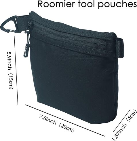 YUMQUA Water-Resistant Zipper Pouch with Carabiner Clip, Small Nylon Multipurpose Travel Digital Cosmetics Toiletry Bag Tool Storage Pouch, Black in Saudi Arabia
