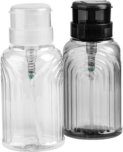 2 Pack Non-Acetone Nail Polish Remover Pump Dispenser Lockable Empty Alcohol Dispenser Push Down One-Touch Bottle Container with Flip Top Cap for Makeup Remover Facial Toner, 300ML(10.1oz) in Saudi Arabia