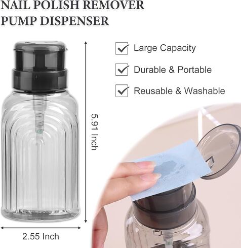 2 Pack Non-Acetone Nail Polish Remover Pump Dispenser Lockable Empty Alcohol Dispenser Push Down One-Touch Bottle Container with Flip Top Cap for Makeup Remover Facial Toner, 300ML(10.1oz) in Saudi Arabia