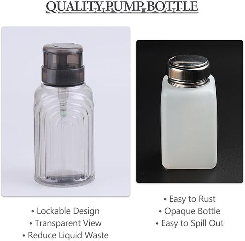 2 Pack Non-Acetone Nail Polish Remover Pump Dispenser Lockable Empty Alcohol Dispenser Push Down One-Touch Bottle Container with Flip Top Cap for Makeup Remover Facial Toner, 300ML(10.1oz) in Saudi Arabia