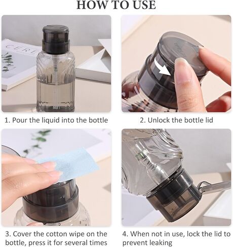 2 Pack Non-Acetone Nail Polish Remover Pump Dispenser Lockable Empty Alcohol Dispenser Push Down One-Touch Bottle Container with Flip Top Cap for Makeup Remover Facial Toner, 300ML(10.1oz) in Saudi Arabia