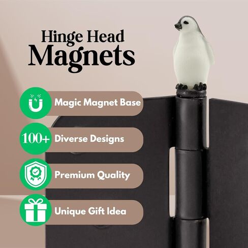 Baby Penguin Hinge Heads Decorative Topper Set of 4 - Animal Hinge Head Home Decoration - Magnetic Hinge Head Toppers for Door Decor in Kuwait