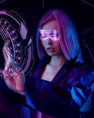 نظارات LED تضيء: [7 ألوان و4 أوضاع] نظارات Cyberpunk المستقبلية المضيئة للتأثيرات التنكرية Rave Cyber ​​Lightup Goggles (تقنية عالية) in Kuwait