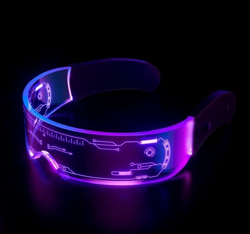 نظارات LED تضيء: [7 ألوان و4 أوضاع] نظارات Cyberpunk المستقبلية المضيئة للتأثيرات التنكرية Rave Cyber ​​Lightup Goggles (تقنية عالية) in Kuwait