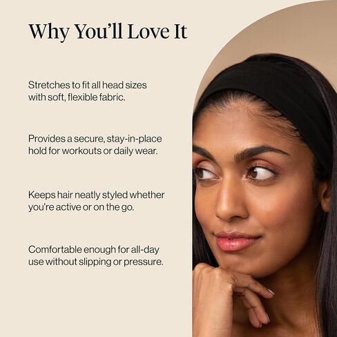 Kitsch Headbands for Women Non Slip - Running Headbands for Girls, Ideal for Working Out, Yoga, Gym, or Lounging | Stretchy Head Bands | Fashion Hair Accessories - Black, 3pcs in Kuwait