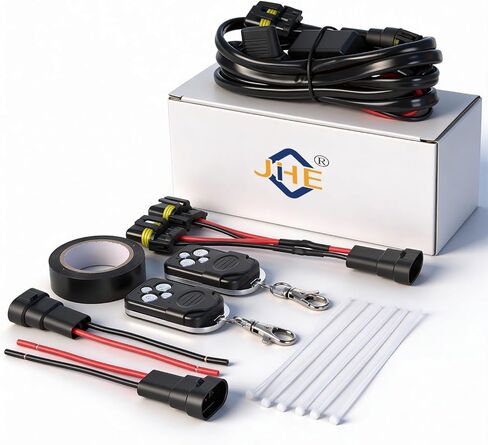 JHE 150W LED Light Bar Wiring Harness Kits,Wireless Remote Control Wiring Harness Kit for LED Light Bar/Fog Light/Pod Light/Work Light,16AWG,2KEYS in Kuwait
