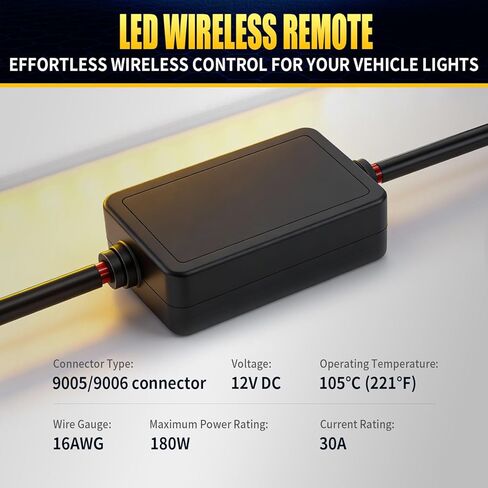 JHE 150W LED Light Bar Wiring Harness Kits,Wireless Remote Control Wiring Harness Kit for LED Light Bar/Fog Light/Pod Light/Work Light,16AWG,2KEYS in Kuwait