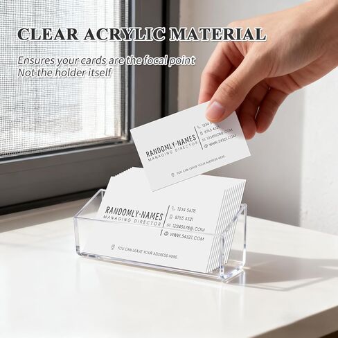 4 Pack Acrylic Business Card Holder, Wall Mount Name Card Holder, Office Calling Cards Display Holder Stand, Visiting Cards Desktop Organizer for Wall Mount or Place on Desk, Fits 40-60 Business Cards in Kuwait
