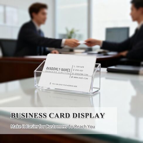 4 Pack Acrylic Business Card Holder, Wall Mount Name Card Holder, Office Calling Cards Display Holder Stand, Visiting Cards Desktop Organizer for Wall Mount or Place on Desk, Fits 40-60 Business Cards in Kuwait