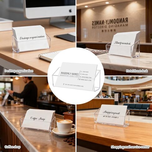 4 Pack Acrylic Business Card Holder, Wall Mount Name Card Holder, Office Calling Cards Display Holder Stand, Visiting Cards Desktop Organizer for Wall Mount or Place on Desk, Fits 40-60 Business Cards in Kuwait
