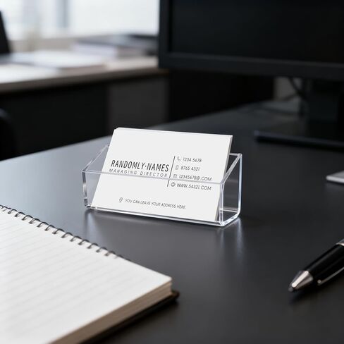 4 Pack Acrylic Business Card Holder, Wall Mount Name Card Holder, Office Calling Cards Display Holder Stand, Visiting Cards Desktop Organizer for Wall Mount or Place on Desk, Fits 40-60 Business Cards in Kuwait