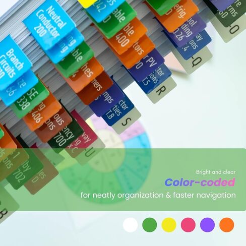 Index Tabs for NEC 2026 Code Book – Color-Coded for Quick Navigation – with Wire & Raceway Chart, Formula Guide, 2 Ohm’s Law Stickers, Page Numbers Sheet & Alignment Guide (Book Not Included) in Kuwait