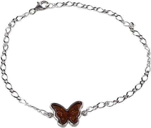 HolidayGiftShops Sterling Silver Honey Baltic Amber Butterfly Bracelet, Genuine Baltic Amber Bracelet for Women, Amber Jewelry for Women, Amber Bracelets for Adults, Sterling Silver Collection in Saudi Arabia