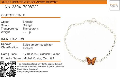 HolidayGiftShops Sterling Silver Honey Baltic Amber Butterfly Bracelet, Genuine Baltic Amber Bracelet for Women, Amber Jewelry for Women, Amber Bracelets for Adults, Sterling Silver Collection in Saudi Arabia