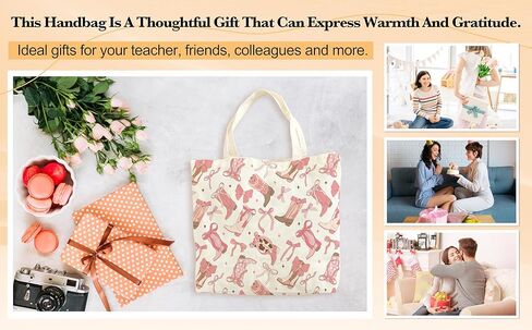 Pink Bow Tote Bags For Women, Pink Bow Canvas Tote Bag, Western Cowgirl Themed Gifts, Birthday Bachelorette Gifts For Cowgirl Family Friends, Cute Shoulder Bag For Work Shopping Travel Holiday, b14 in Kuwait