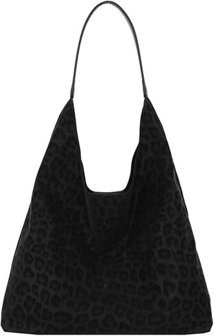 Leopard Print Shoulder Bag for Women Fashionable Suede Tote Handbag Large Capacity Top Handle Hobo Underarm Bag in Saudi Arabia
