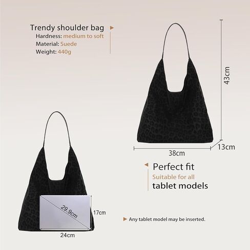 Leopard Print Shoulder Bag for Women Fashionable Suede Tote Handbag Large Capacity Top Handle Hobo Underarm Bag in Saudi Arabia