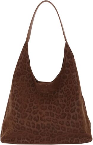 Leopard Print Shoulder Bag for Women Fashionable Suede Tote Handbag Large Capacity Top Handle Hobo Underarm Bag in Saudi Arabia