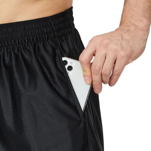 شورت كرة سلة فضفاض للرجال من urbciety مع جيوب، شورت رياضي طويل فوق الركبة 30.48 سم، خصر برباط للرجال الكبار والطويلين in Kuwait