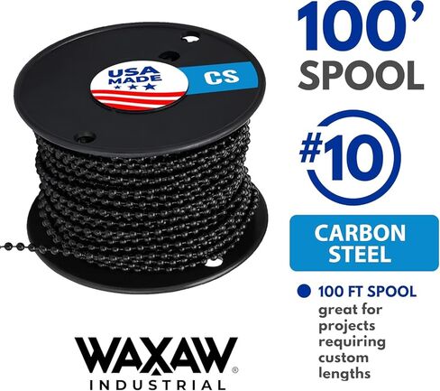 #10 سلسلة كرة خرز 100 قدم بكرة ومتطابقة #10 B وصلات ، صلب مطلي بالنيكل - حزمة in Kuwait