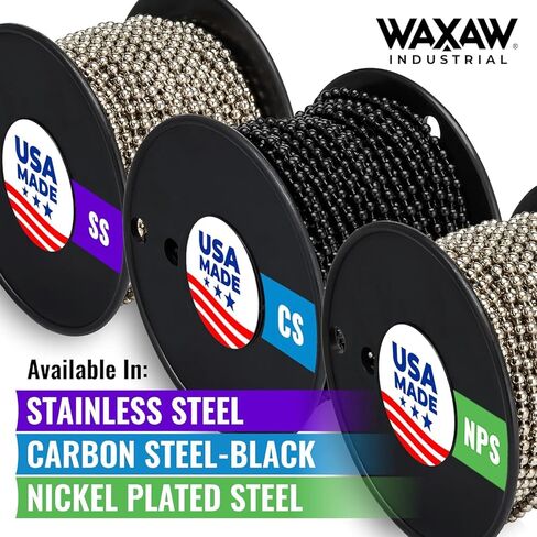 #10 سلسلة كرة خرز 100 قدم بكرة ومتطابقة #10 B وصلات ، صلب مطلي بالنيكل - حزمة in Kuwait