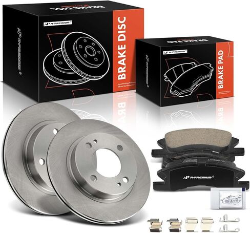 A-Premium 9.01 inch (229mm) Front Vented Disc Brake Rotors + Ceramic Pads Kit Compatible with Select Mitsubishi Models - Mirage 2014-2015, 6-PC Set in Saudi Arabia