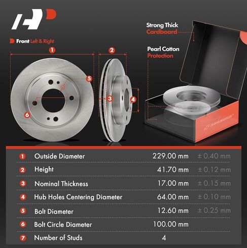 A-Premium 9.01 inch (229mm) Front Vented Disc Brake Rotors + Ceramic Pads Kit Compatible with Select Mitsubishi Models - Mirage 2014-2015, 6-PC Set in Saudi Arabia