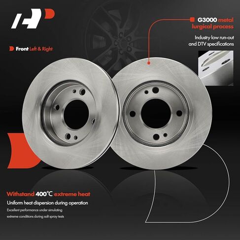 A-Premium 9.01 inch (229mm) Front Vented Disc Brake Rotors + Ceramic Pads Kit Compatible with Select Mitsubishi Models - Mirage 2014-2015, 6-PC Set in Saudi Arabia