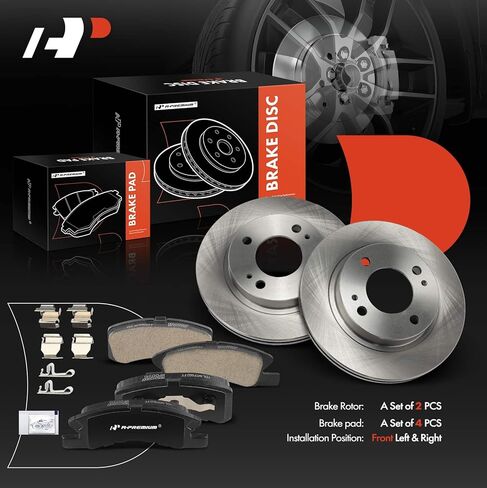 A-Premium 9.01 inch (229mm) Front Vented Disc Brake Rotors + Ceramic Pads Kit Compatible with Select Mitsubishi Models - Mirage 2014-2015, 6-PC Set in Saudi Arabia