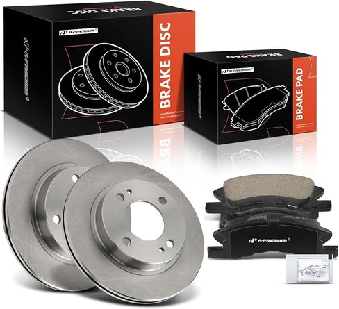 A-Premium 9.01 inch (229mm) Front Vented Disc Brake Rotors + Ceramic Pads Kit Compatible with Select Mitsubishi Models - Mirage 2014-2015, 6-PC Set in Saudi Arabia