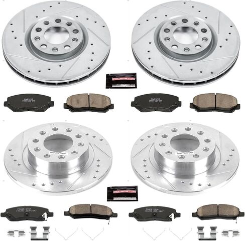 PowerStop Front and Rear Brake Kit For Dodge Dart 2013-16 - Drilled and Slotted Disc Rotors with Ceramic Brake Pads Replacement, K6373 in Saudi Arabia