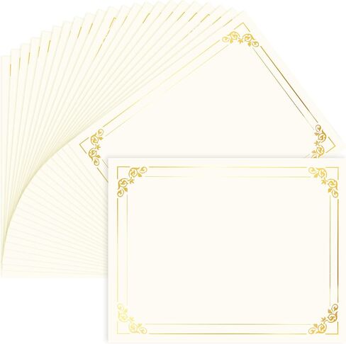 50 Sheets Certificate Paper for Printing,Gold Foil Metallic Border,8.5x11 inch Blank Award Certificate Paper,Laser & Inkjet Printer Compatible,For Office,Business Awards,School Diplomas in Saudi Arabia