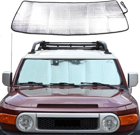 غطاء شمسي للزجاج الأمامي للسيارة متوافق مع Toyota FJ Cruiser 2007-2021 مظلات للزجاج الأمامي للسيارات قابلة للطي كتل من الأشعة فوق البنفسجية وواقي من الشمس للحفاظ على برودة سيارتك وخالية من الأضرار (النمط أ) in Saudi Arabia