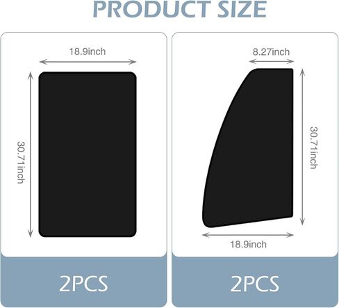 4 قطع من مظلة الشمس للنافذة الجانبية للسيارة، غطاء نافذة السيارة للحماية من الشمس والعزل الحراري، غطاء حماية الخصوصية من نوع امتصاص جيد التهوية وجيد التهوية، لمعظم شاحنات السيارات (أسود) in Kuwait