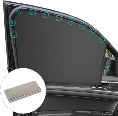 4 قطع من مظلة الشمس للنافذة الجانبية للسيارة، غطاء نافذة السيارة للحماية من الشمس والعزل الحراري، غطاء حماية الخصوصية من نوع امتصاص جيد التهوية وجيد التهوية، لمعظم شاحنات السيارات (أسود) in Kuwait